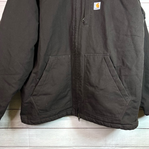 Carhartt Mens Sherpa Lined Field Jacket Dark Brown Size 2XL Tall - Picture 4 of 13